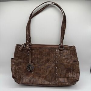Relic Faux Crocodile Shoulder Bag Purse Brown Reptile Y2K Croc Heather